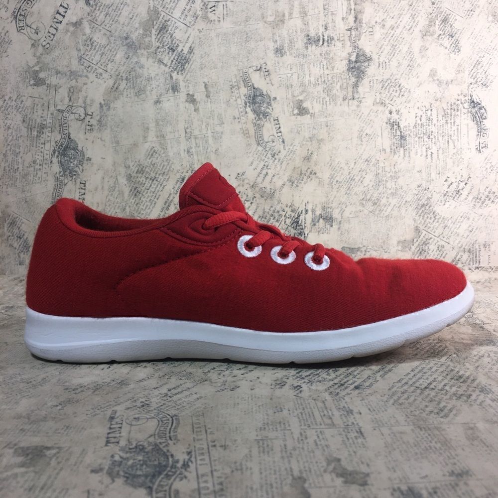 Merinos Red Lace Up Sneakers Australian Merino Wool Comfort Walking Shoes